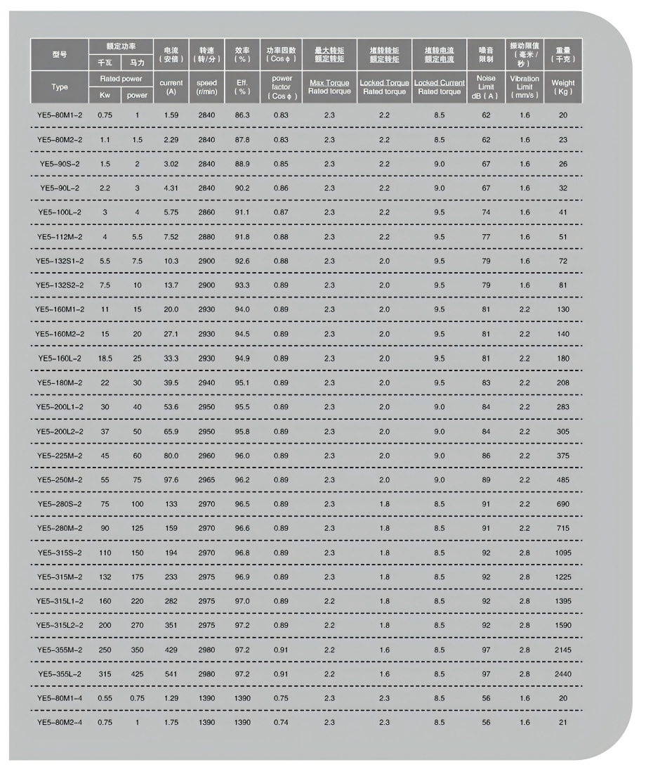 YE5 Super-Efficiency Motor Series