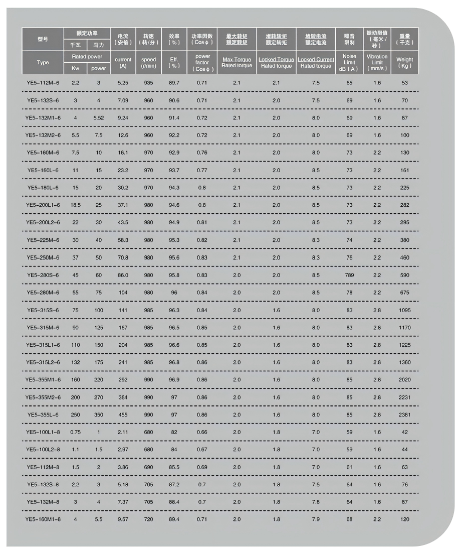 YE5 Super-Efficiency Motor Series