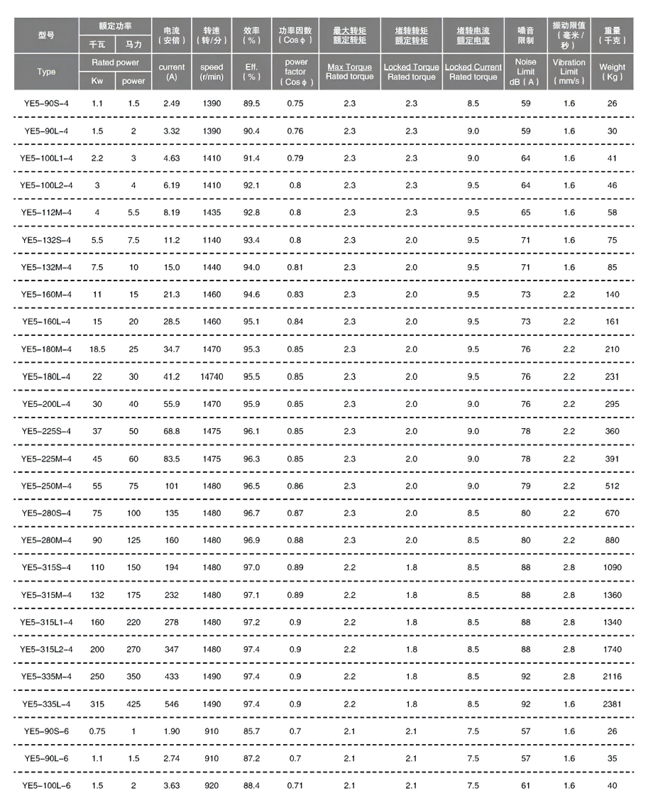 YE5 Super-Efficiency Motor Series